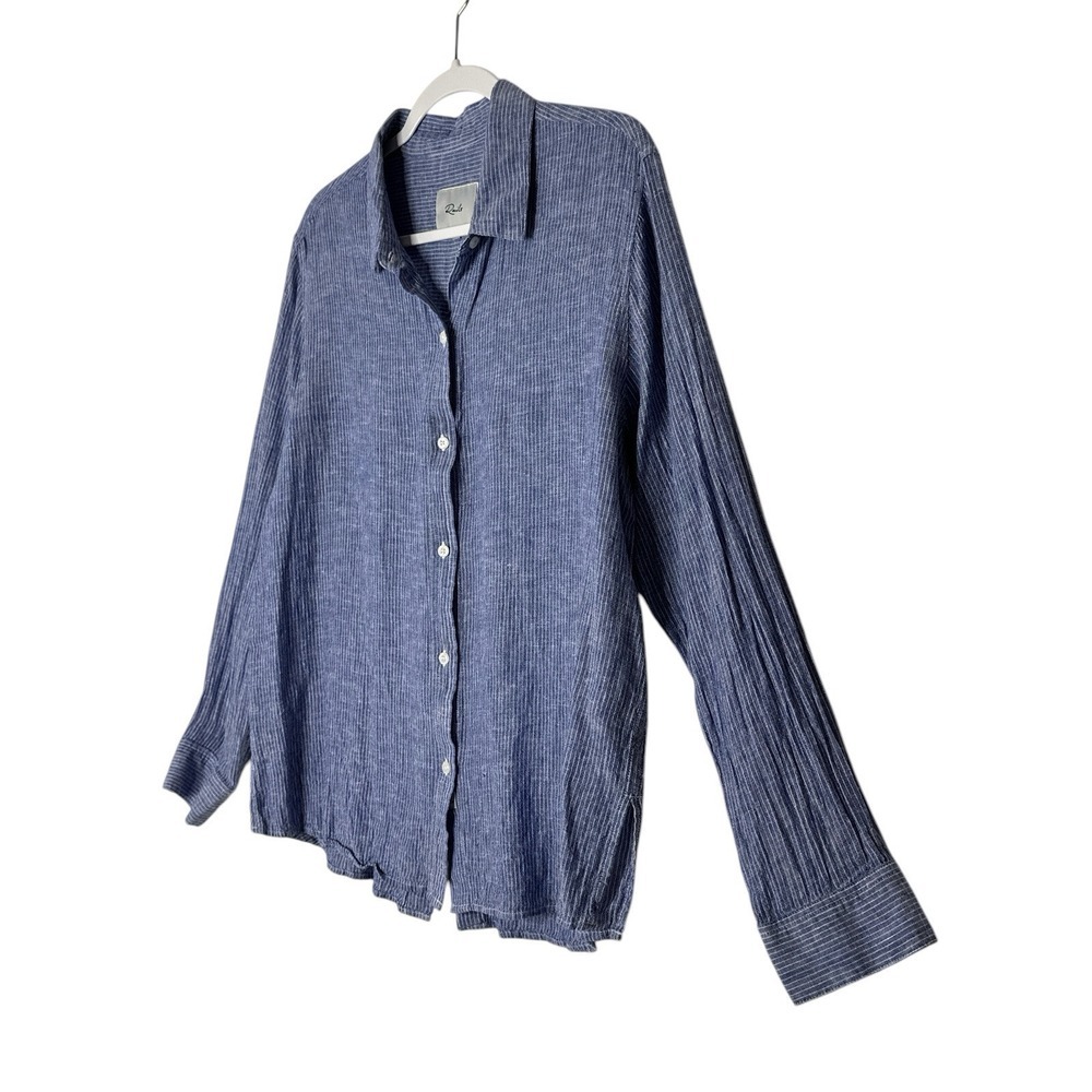 RAILS Shirt Womens Large Blue Sydney Button Up Long Sleeve Career Linen Blend - Picture 8 of 9